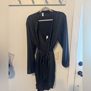 Stars Above Silky Black Women's Robe and Nightgown